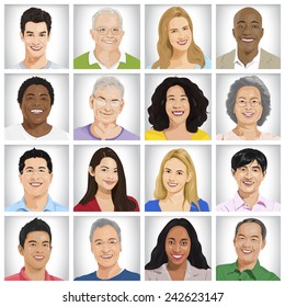 Collection of Multi-ethnic people vector