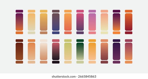 Collection of multiple colorful gradient color palette