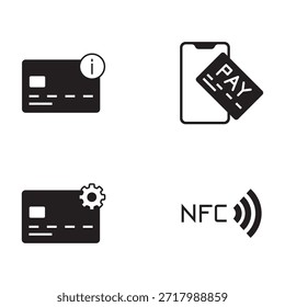 Colección de múltiples símbolos de pago NFC y sin contacto.
