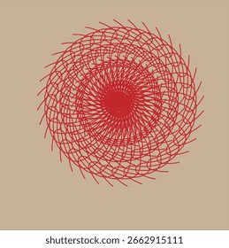 A collection of multiple red circular patterns on a white canvas, arranged symmetrically.
