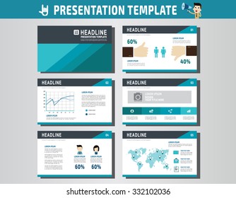 collection of multipurpose presentation template. icons Infographic element. company advert marketing concept. abstract blue flyer layout brochure modern style. flat leaflet illustration.