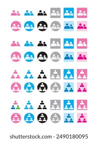 Collection of multi-user icon illustrations