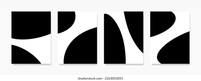 Collection Mural wall art. Hand draw monochrome organic shape design for framed prints, canvas artwork, canvas prints, poster, home decor, cover, wallpaper.