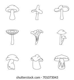 Collection of mushroom icon set. Outline set of 9 collection of mushroom vector icons for web isolated on white background