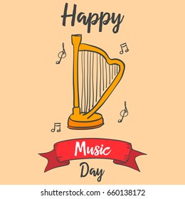 Collection music day greeting card vector art