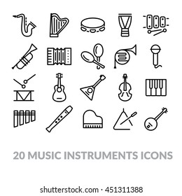 collection of music instruments icons