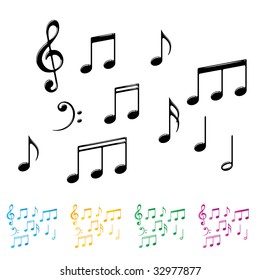 Colección de símbolos Music Notes. Icono Juego de música. 