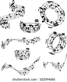 Collection of music notes in various abstract designs