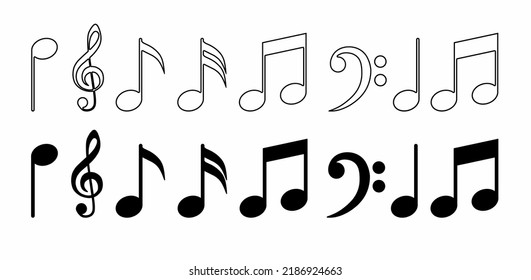 collection of music notes vector isolated on white background