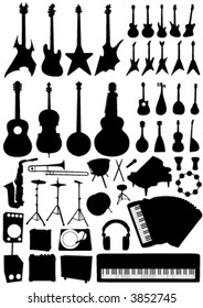 collection of music objects vector