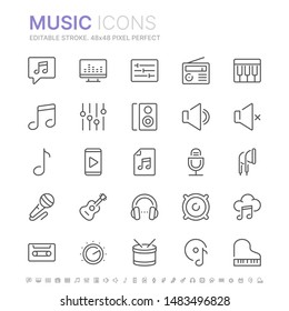 Collection of music related line icons. 48x48 Pixel Perfect. Editable stroke