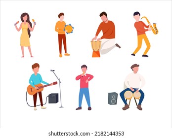 Collection of musical instrument player Illustrations 