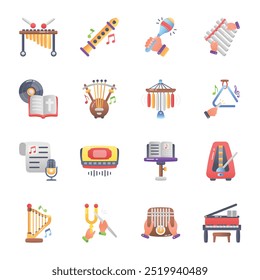 Colección de Instrumentos musicales Flat Icons

