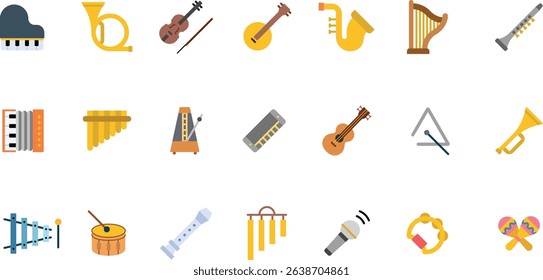 Collection of musical instruments icons