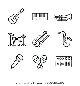 Sammlung von Musikinstrumenten in Symbolen
