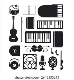 Collection of Musical Instruments Silhouettes