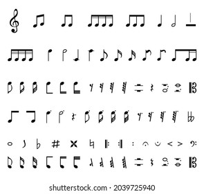 collection musical notes sign set