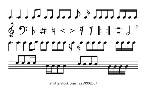 Collection Of A Musical Notes And Signs