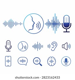 Collection of musical notes sound waves and headphones vector icons