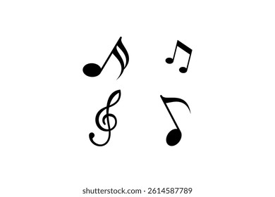 Collection of musical notes and treble clef icons