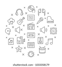 Collection of musical thin line icons. Vector eps8