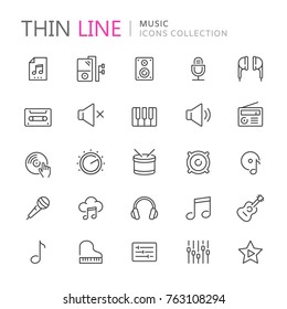 Collection of musical thin line icons