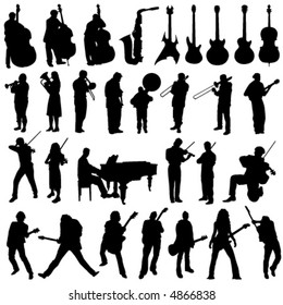 collection of musician and music object vector