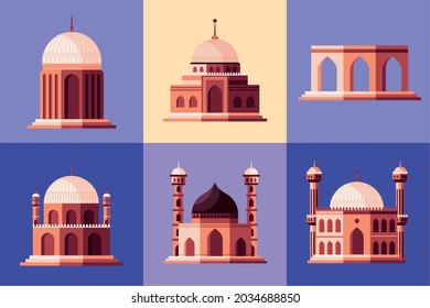 collection of muslim mosques landmark