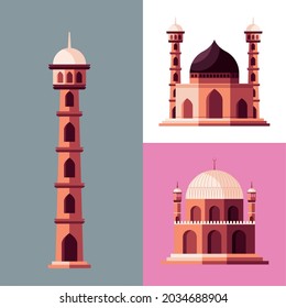 collection of muslim tower and mosques