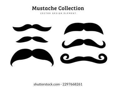 collection of mustache style vector illustration features Batwing, mustachio, cowboy, handlebar moustache style