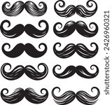 Collection of mustache vector illustration for Father's Day T-shirt designs or any type of gift designs for fathers. You can easily use this mustache bundle for any type of man t-shirt design or gift.