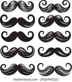 Collection of mustache vector illustration for Father's Day T-shirt designs or any type of gift designs for fathers. You can easily use this mustache bundle for any type of man t-shirt design or gift.