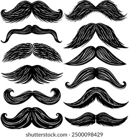 A collection of mustaches displayed on a white background