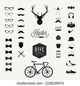 Collection of Mustaches hipster  Retro Design  Vintage Grunge Texture Background  Happy Movember mens beauty collection