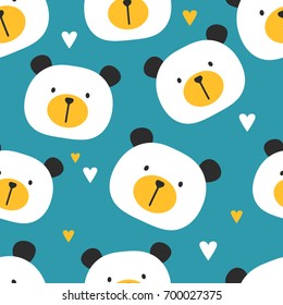 Collection of muzzle of bears, hand drawn backdrop. Colorful seamless pattern with muzzles of animals. Decorative wallpaper, good for printing. Overlapping background vector