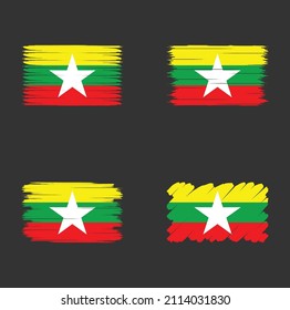 Collection of Myanmar flag brush