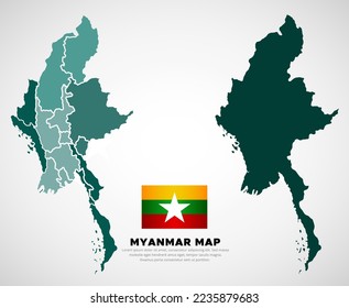 Colección del vector de silueta de mapa de myanmar. vector de diseño de mapas de Myanmar
