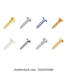 collection of nail and bolt icon vector