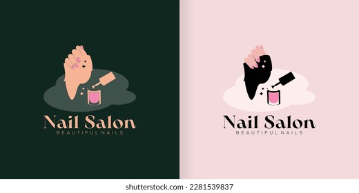 Kollektion von Nagel-Logo-Designvorlagen mit kreativem abstraktem Stil