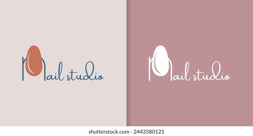 Collection of Nail studio Logos, nail salons, nail polish bottles with branches, and women's hands.