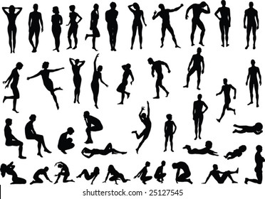 Human Silhouettes Sketch Basic Drawing Vector เวกเตอรสตอก ปลอดคา