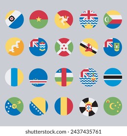 Colección de banderas nacionales de todos los países. Ilustración vectorial.