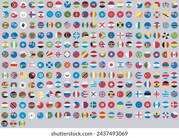 Collection of national flags of all countries. Vector illustration.