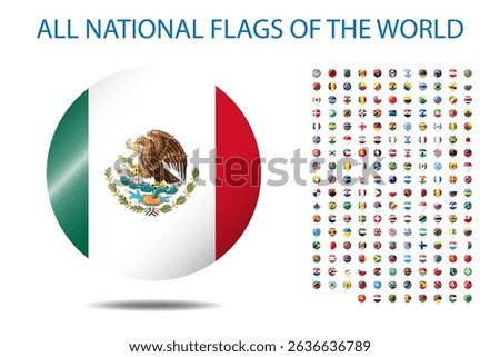 Collection of National Flags of All Countries in a Circular Layout