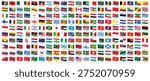 Collection of national flags from around the world flying in the air. Suitable for use in educational materials, travel brochures, and cultural presentations. Vector illustration.