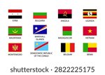 Collection of national flags including Syria Bulgaria Angola Uganda Mauritania Marshall Islands and others