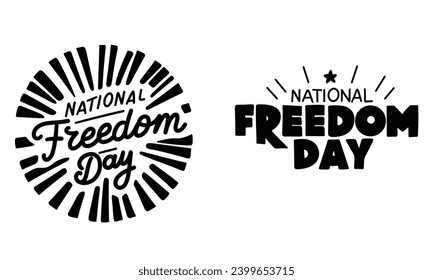 Collection of National Freedom Day inscription. Set of handwriting text National Freedom Day black banner. Hand drawn vector art.
