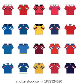 Collection of national ice hockey jerseys icons. Sport illustration.