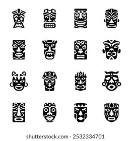Collection of Native Masks Solid Icons  

