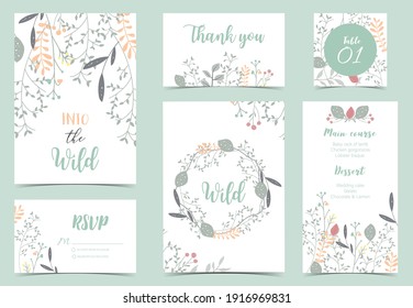 Collection of natural background set with leaf,flower.Editable vector illustration for website, invitation,postcard and poster